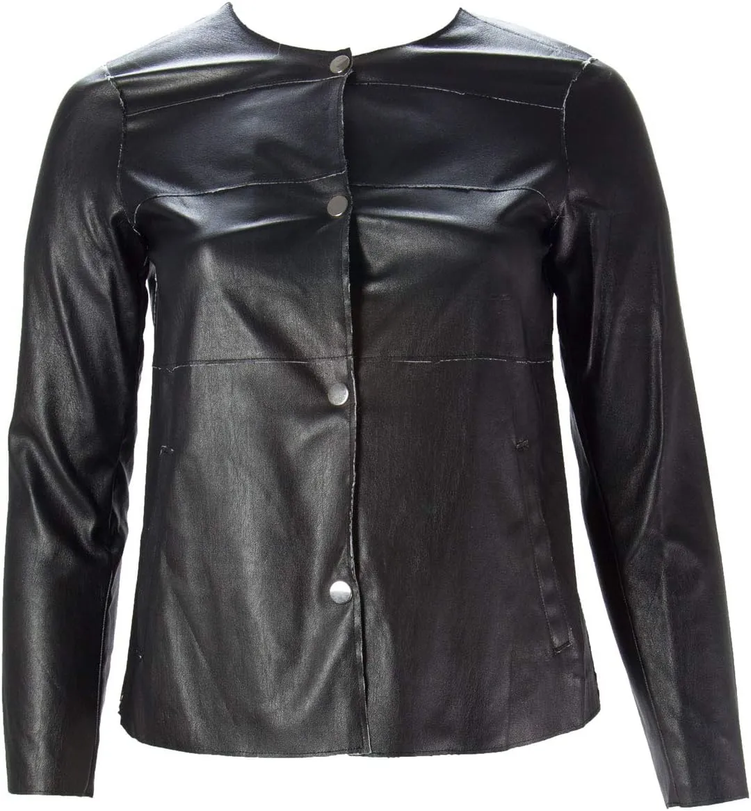 MARINA RINALDI Women's Calle Faux Leather Jacket, Black, 8W / 17