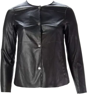MARINA RINALDI Women's Calle Faux Leather Jacket, Black, 8W / 17