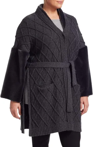 Marina Rinaldi Women's Miceneo Faux Fur Cardigan, Grey
