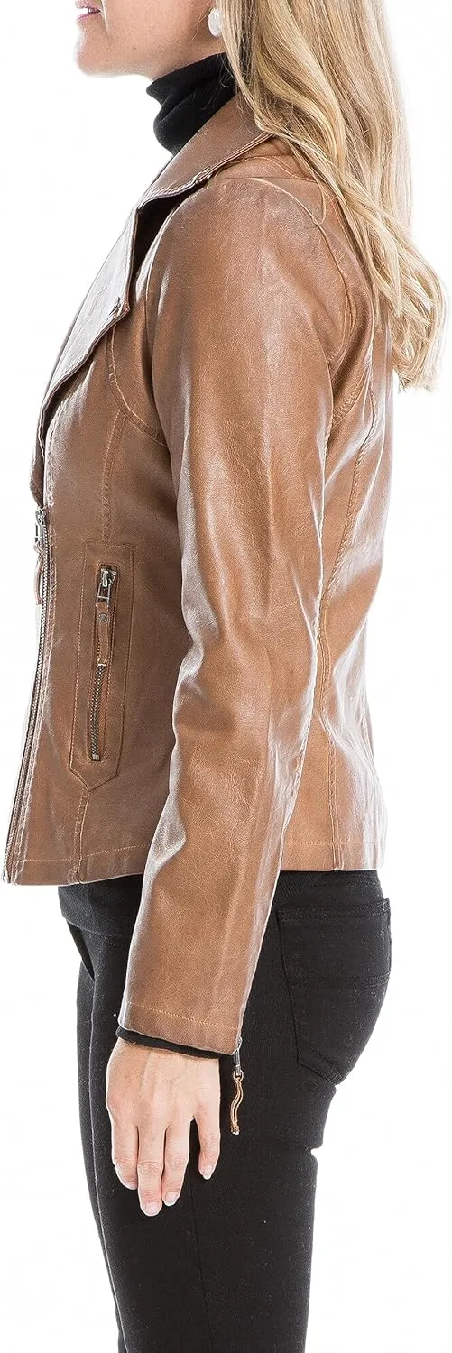Max Studio Women's Fall 2023 Trendy Fashion Everyday Casual Faux Leather Jacket