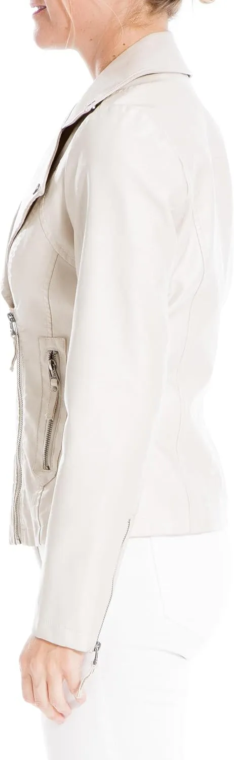 Max Studio Women's Fall 2023 Trendy Fashion Everyday Casual Faux Leather Jacket