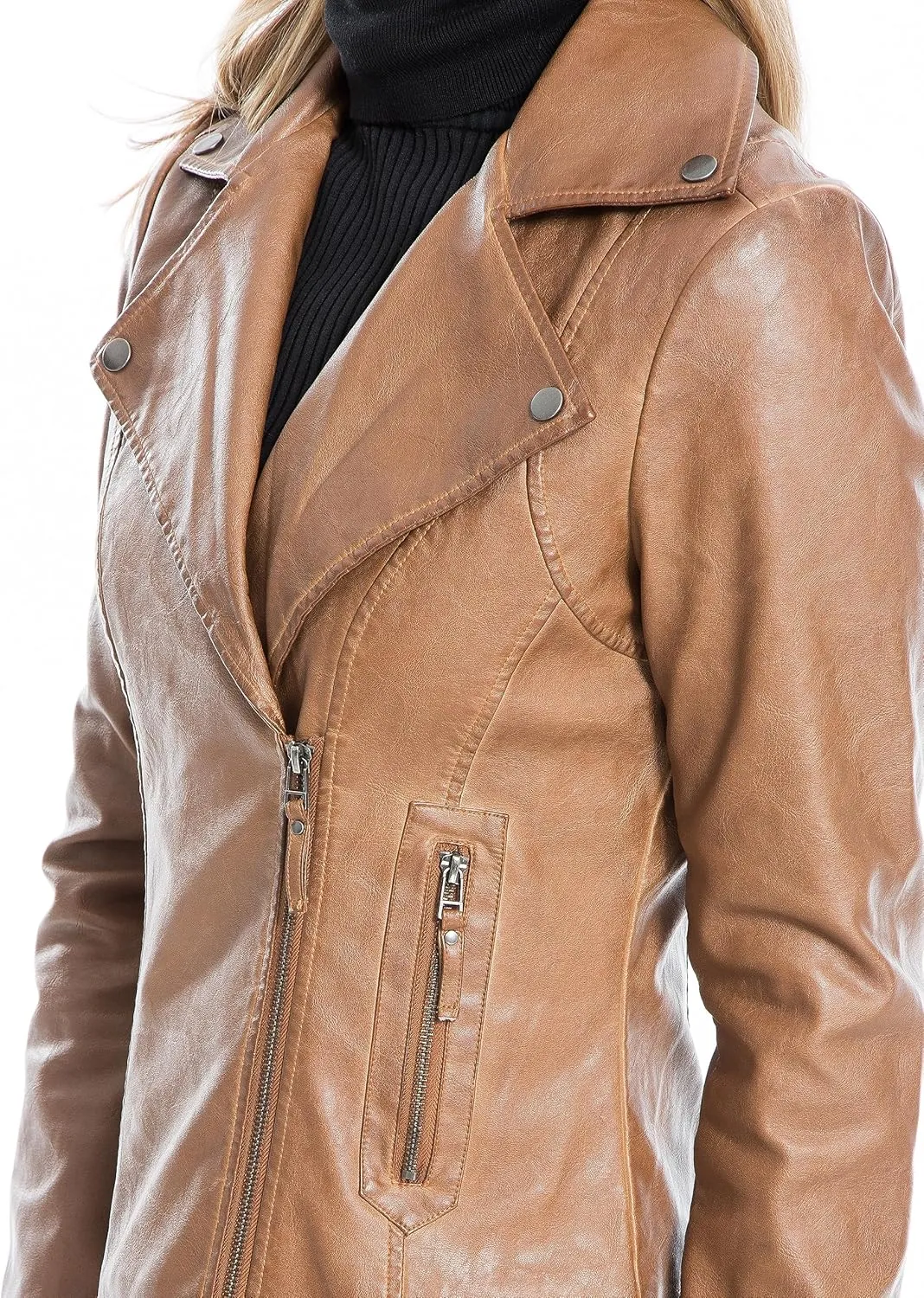Max Studio Women's Fall 2023 Trendy Fashion Everyday Casual Faux Leather Jacket