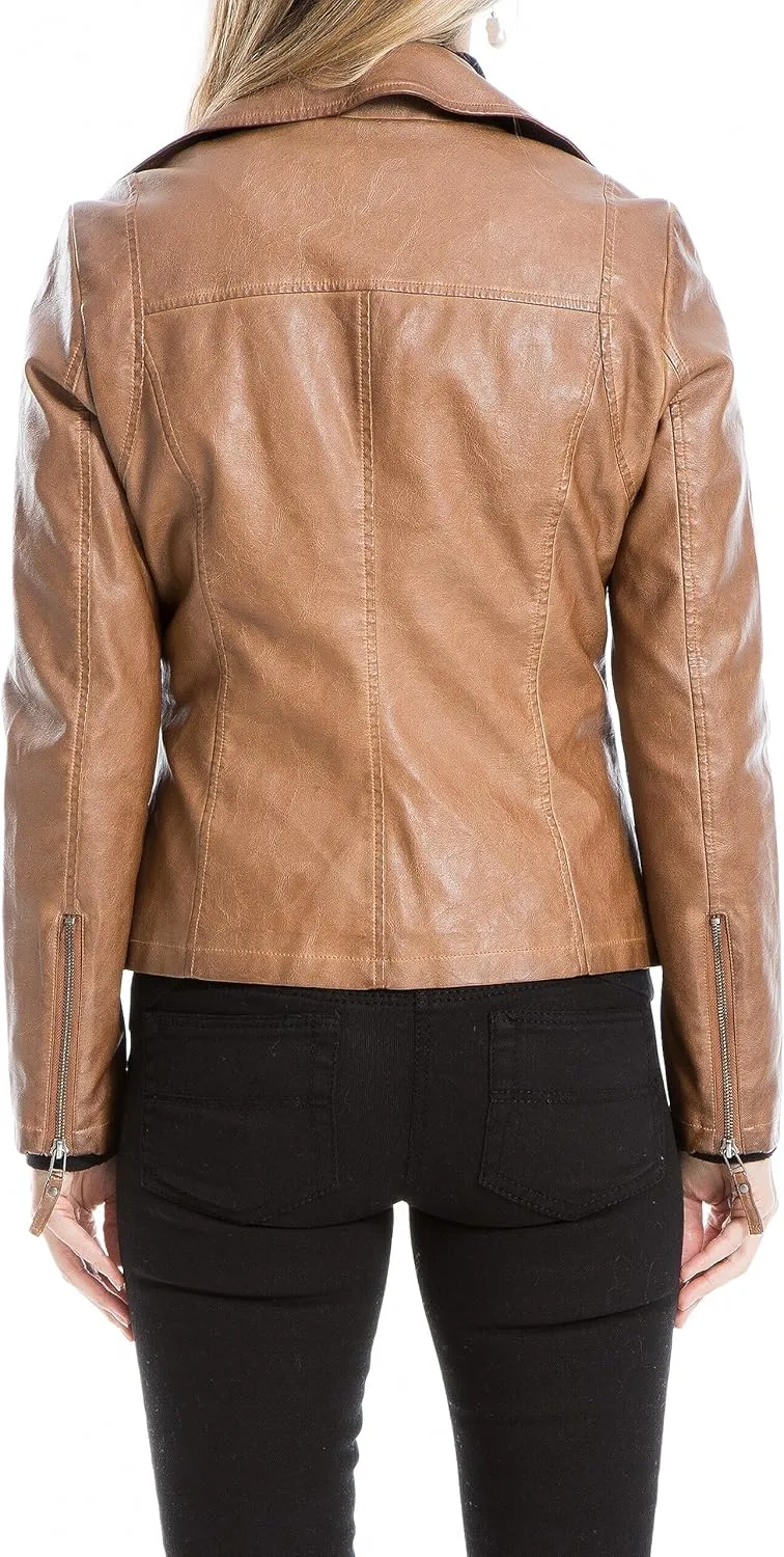 Max Studio Women's Fall 2023 Trendy Fashion Everyday Casual Faux Leather Jacket