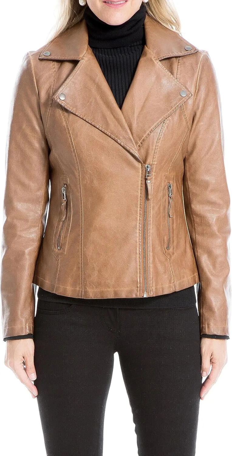 Max Studio Women's Fall 2023 Trendy Fashion Everyday Casual Faux Leather Jacket