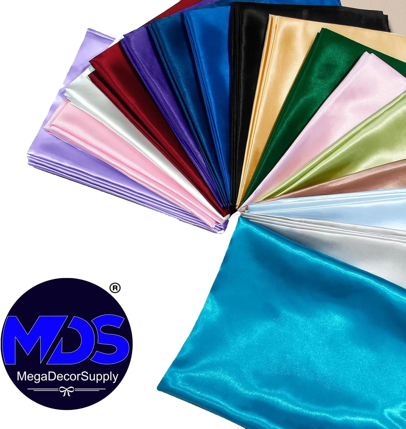 MDS Pack of 15 Yard Charmeuse Satin Fabric for Wedding Arch Drapery Panel Party Event Banquet Decoration Home Curtain Dress DIY Crafts Costumes Apparel Bridal Silky Sateen 44" Wide - White