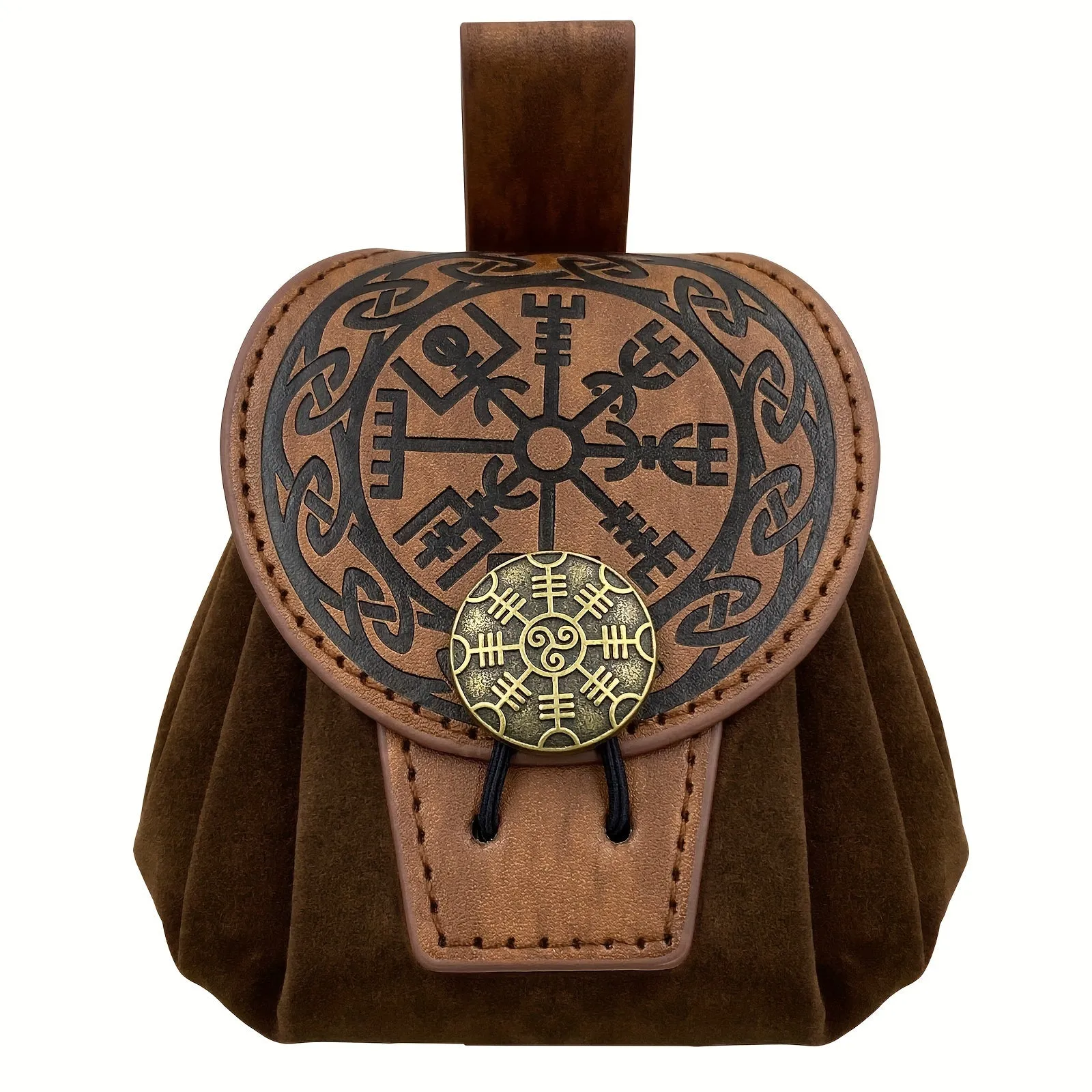 Medieval Embossed Faux Leather Belt Waist Bag, Viking Portable Fanny Pack