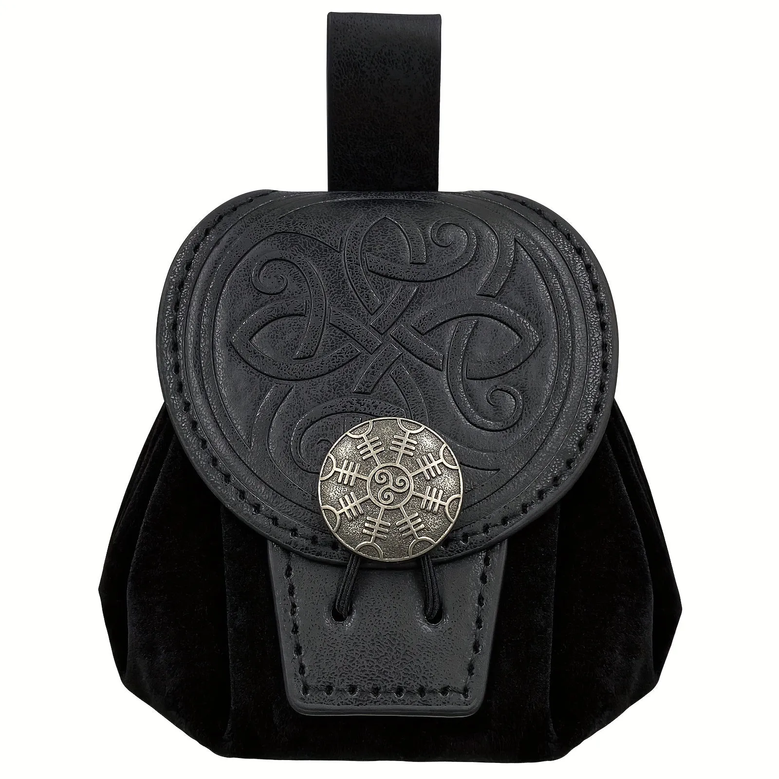 Medieval Embossed Faux Leather Belt Waist Bag, Viking Portable Fanny Pack