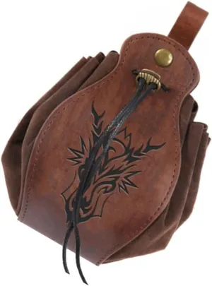 Medieval Renaissance Belt Pouch,Renaissance Belt Purse Drawstring Leather Bag, Vintage Leather Pouch Medieval Viking Pouch