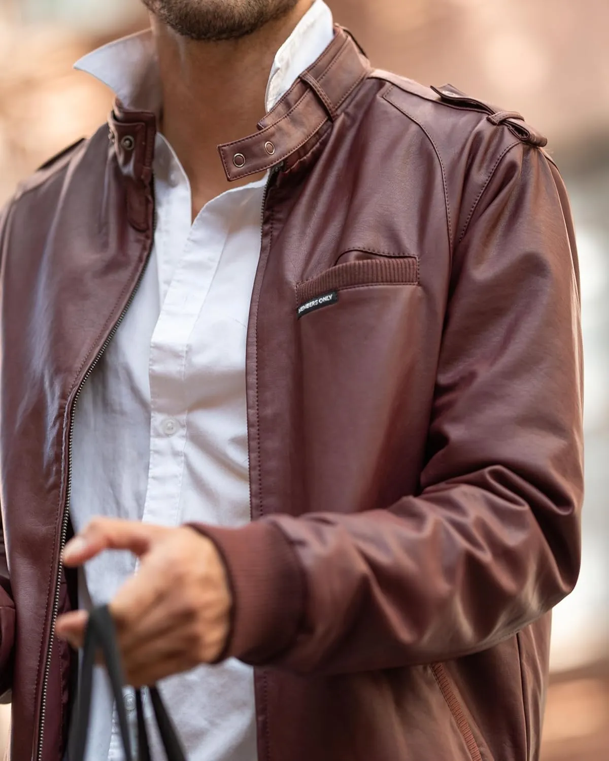Members Only Iconic Racer Faux Leather Jacket Men