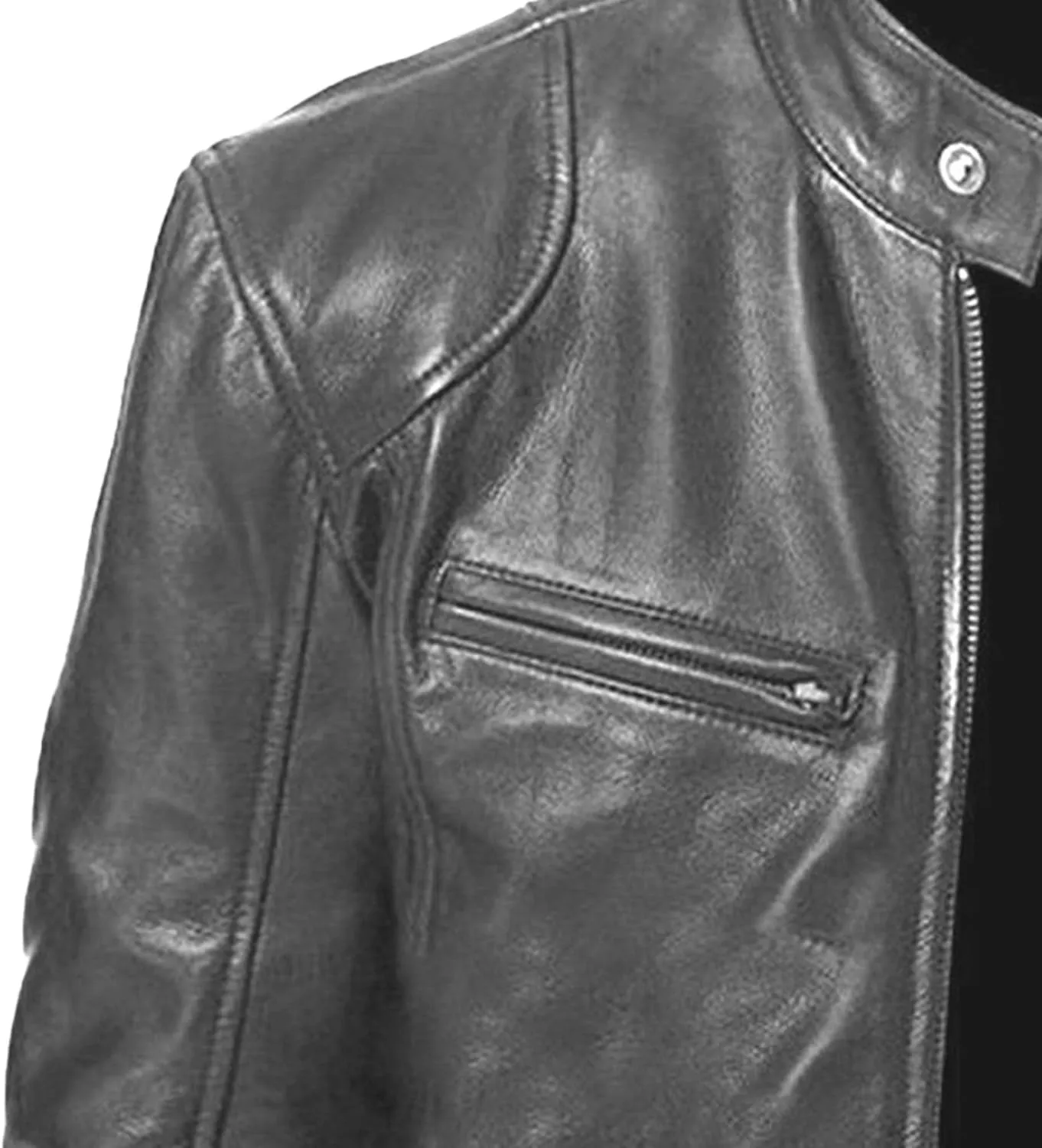 Men Slim Fit Motorcyle Leather Jacket Zip-Up Windbreaker Leather Jackets Lightweight PU Biker Vintage Coat
