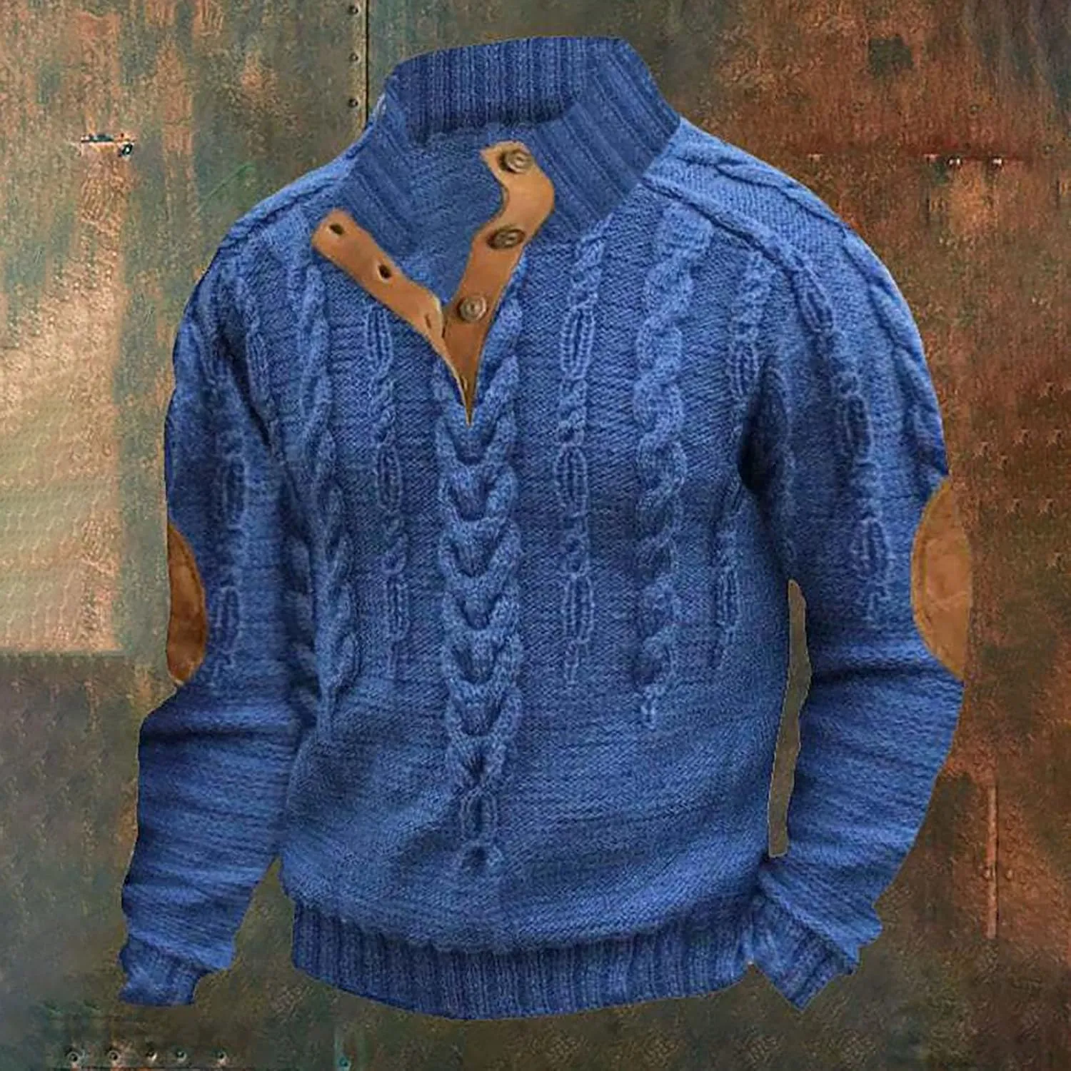 Men's Aztec Western Sweatshirt Sweatshirt Warm Cuff Patch Long Sleeve Sweatshirt Top Long Sleeved Pullover Men Mens