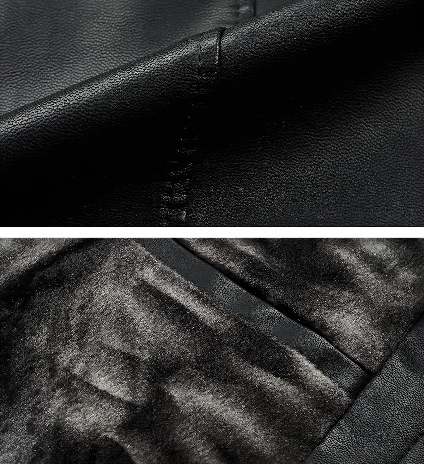 Men's Black Genuine Sheepskin Leather Single-Breasted Slim Fit Windproof Mid-Size Coat - Aviator Military Style Coat for Men