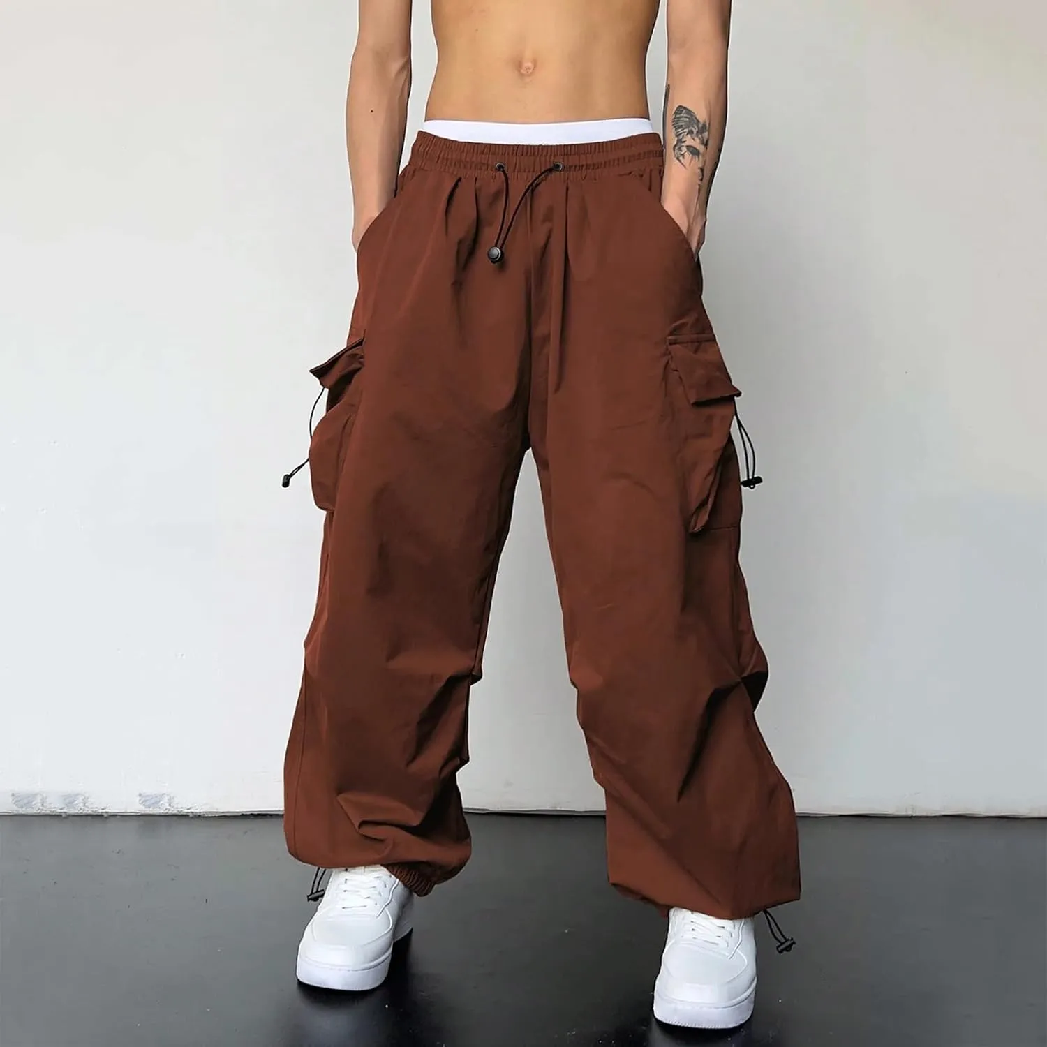 Mens Cargo Pants Casual Baggy Joggers Athletic Parachute Pant Loose Fit Sweatpants with Pockets Y2K Streetwear