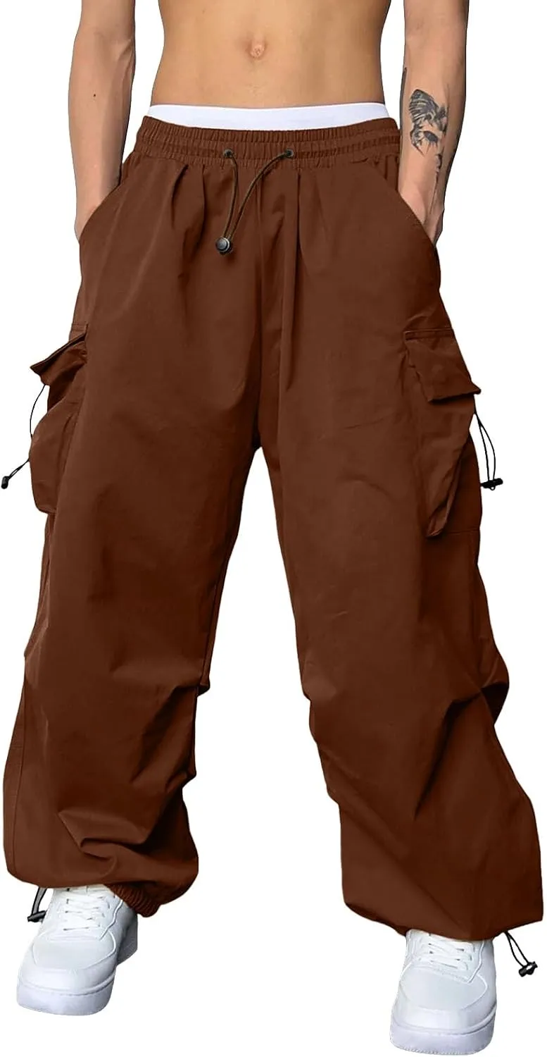 Mens Cargo Pants Casual Baggy Joggers Athletic Parachute Pant Loose Fit Sweatpants with Pockets Y2K Streetwear