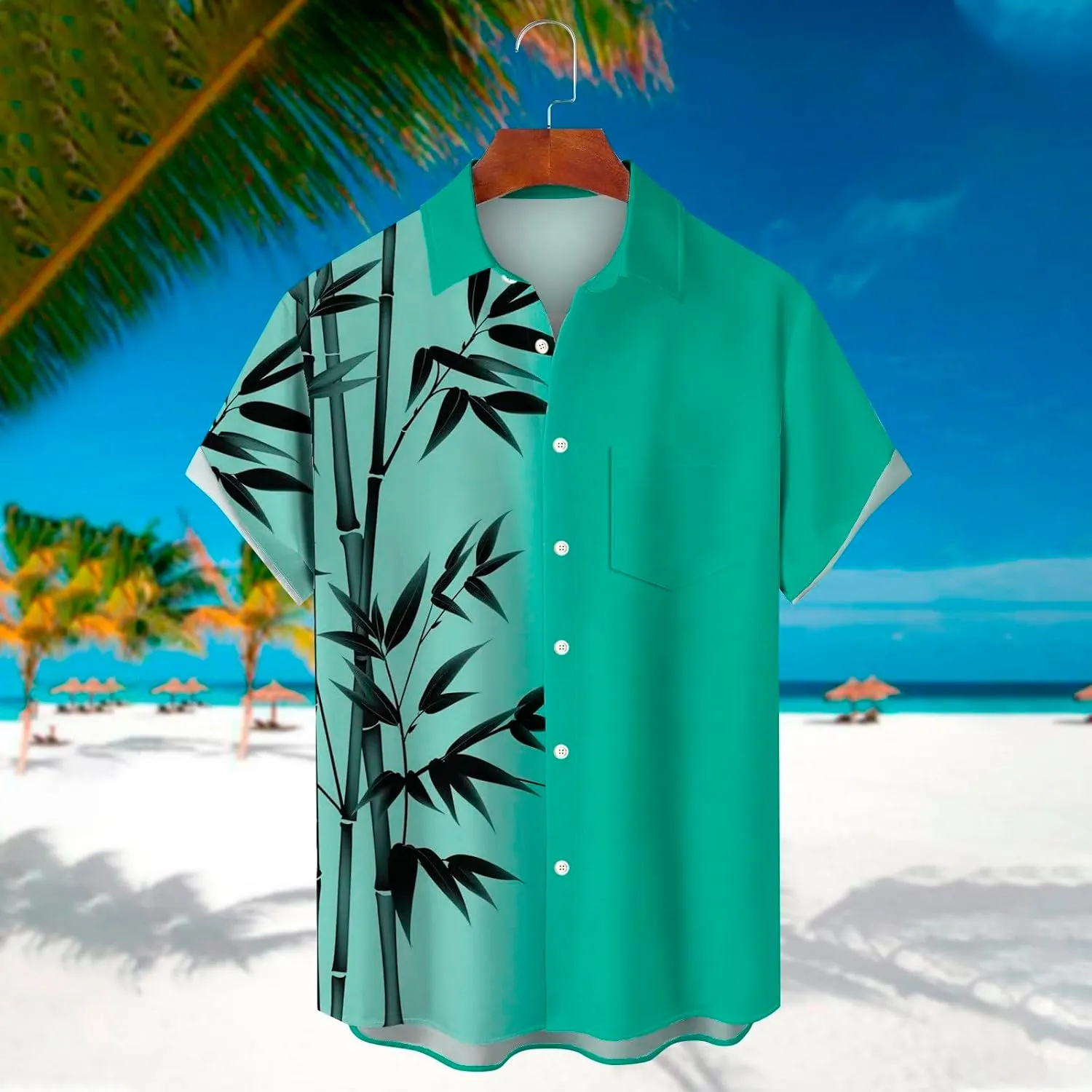 Mens Dress Shirts Patchwork Print Shirt Short Sleeve Shirt Button Lapel Short Sleeve Shirt Top Turn Mens Shirts