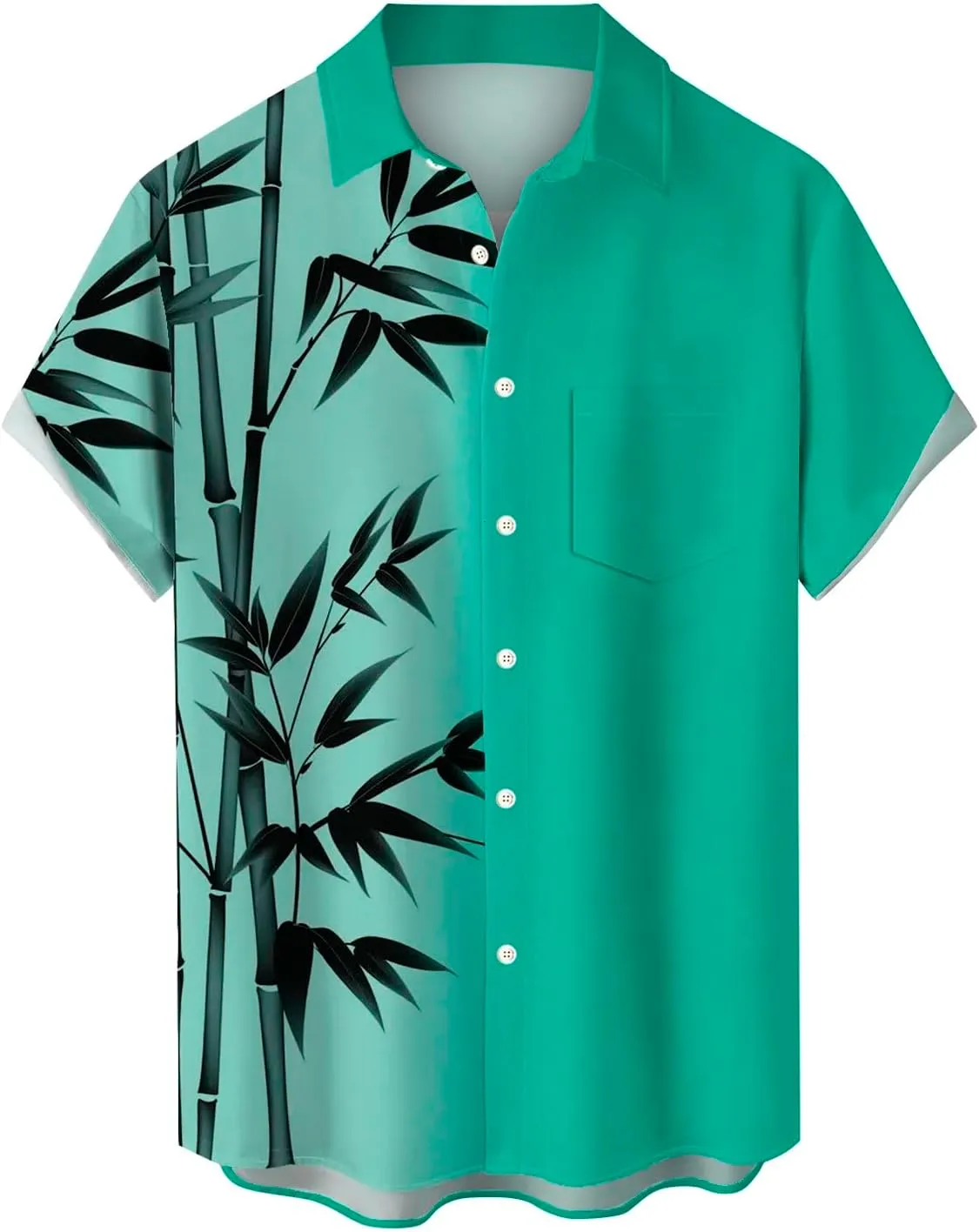 Mens Dress Shirts Patchwork Print Shirt Short Sleeve Shirt Button Lapel Short Sleeve Shirt Top Turn Mens Shirts