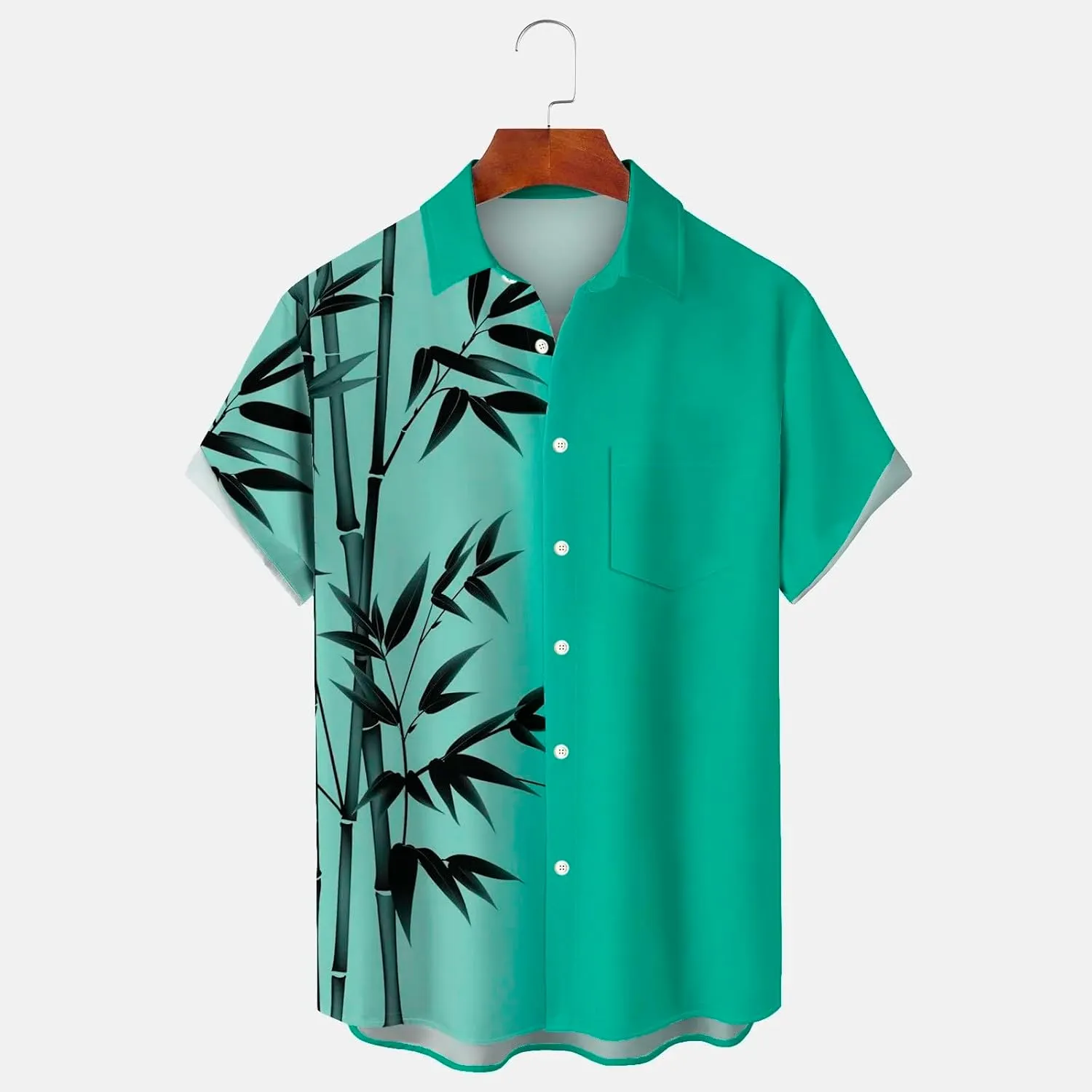 Mens Dress Shirts Patchwork Print Shirt Short Sleeve Shirt Button Lapel Short Sleeve Shirt Top Turn Mens Shirts