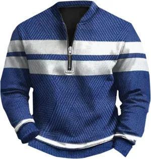 Men's Fashion Hoodies & Sweatshirts, Quarter Zip Pullover Men Long Sleeve Outdoor Stand Collar Twist Pattern Sweaters
