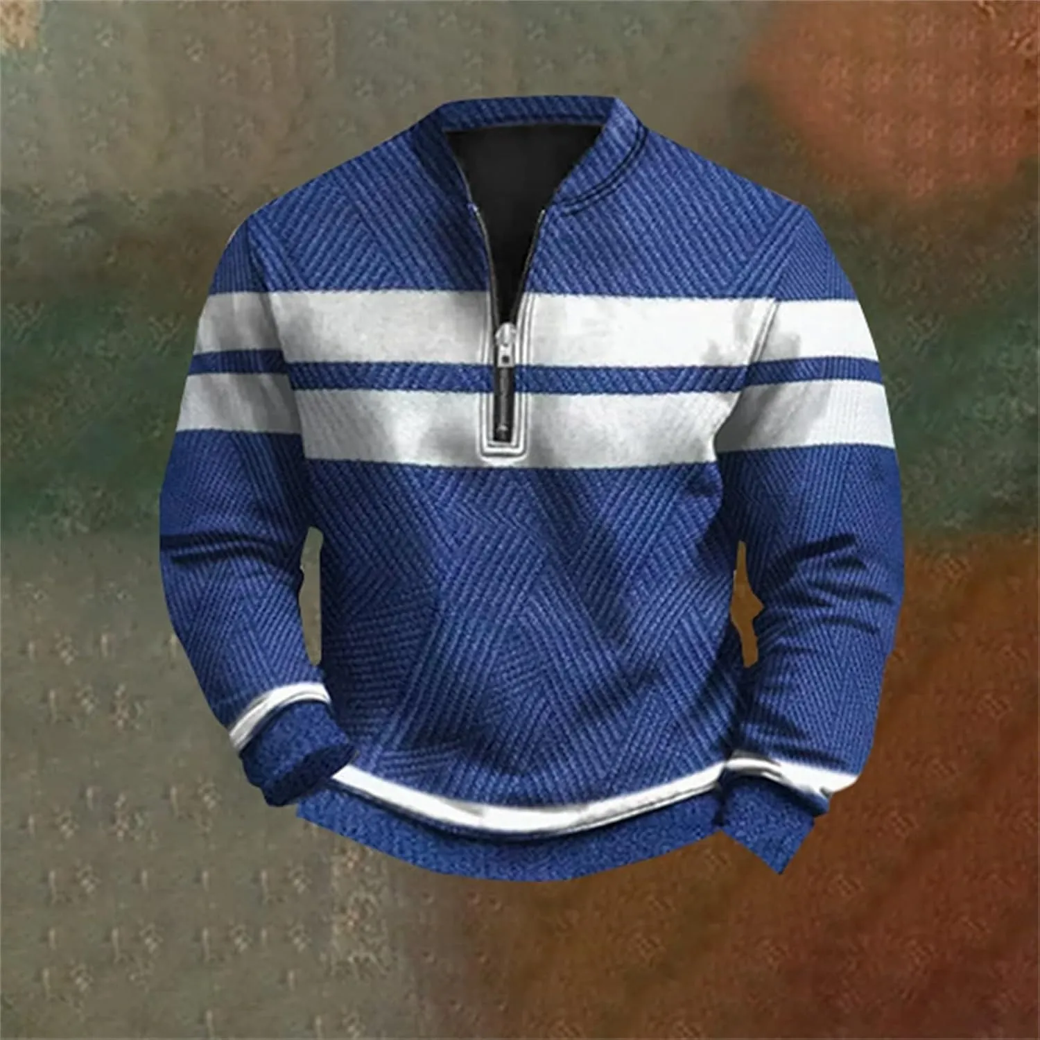 Men's Fashion Hoodies & Sweatshirts, Quarter Zip Pullover Men Long Sleeve Outdoor Stand Collar Twist Pattern Sweaters