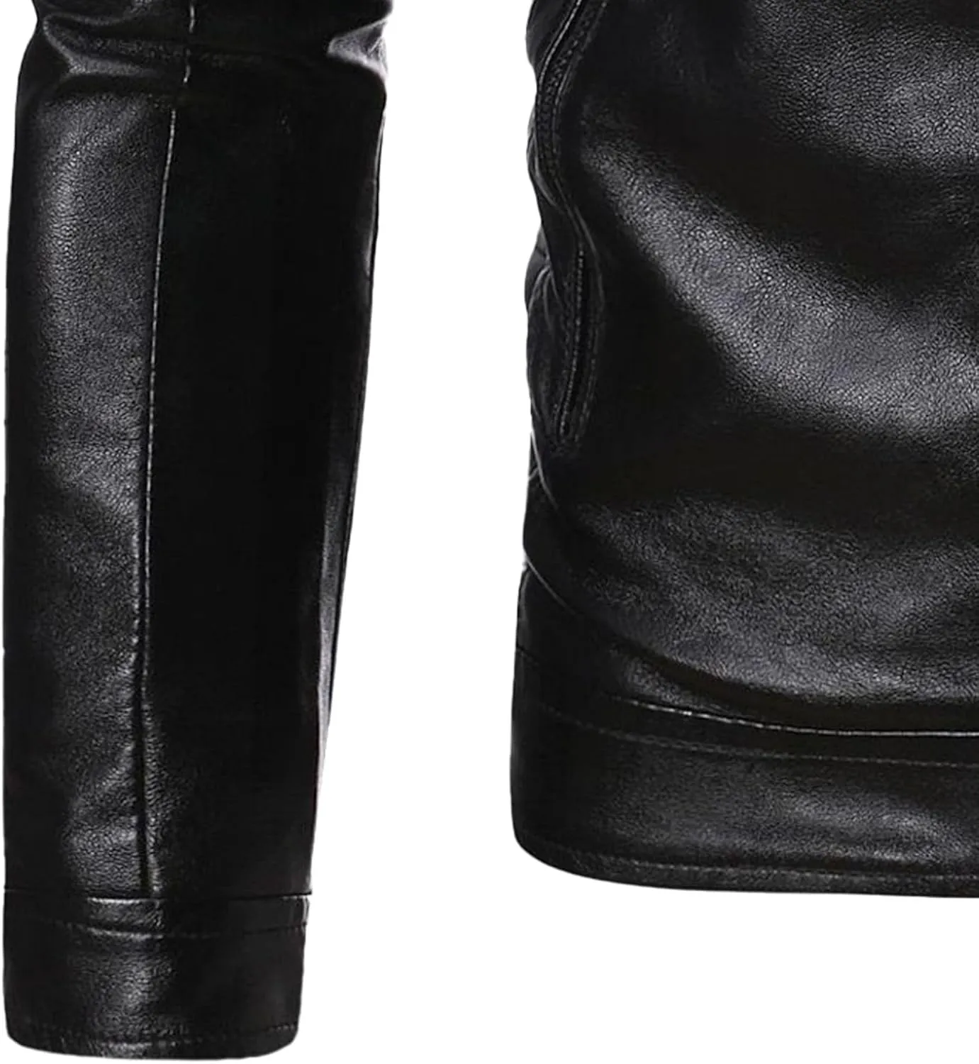 Men's Faux Zip-Up Slim Armor Leather Jacket Stand Collar PU Motorcycle Biker Outerwear Long Sleeve Coat Jackets