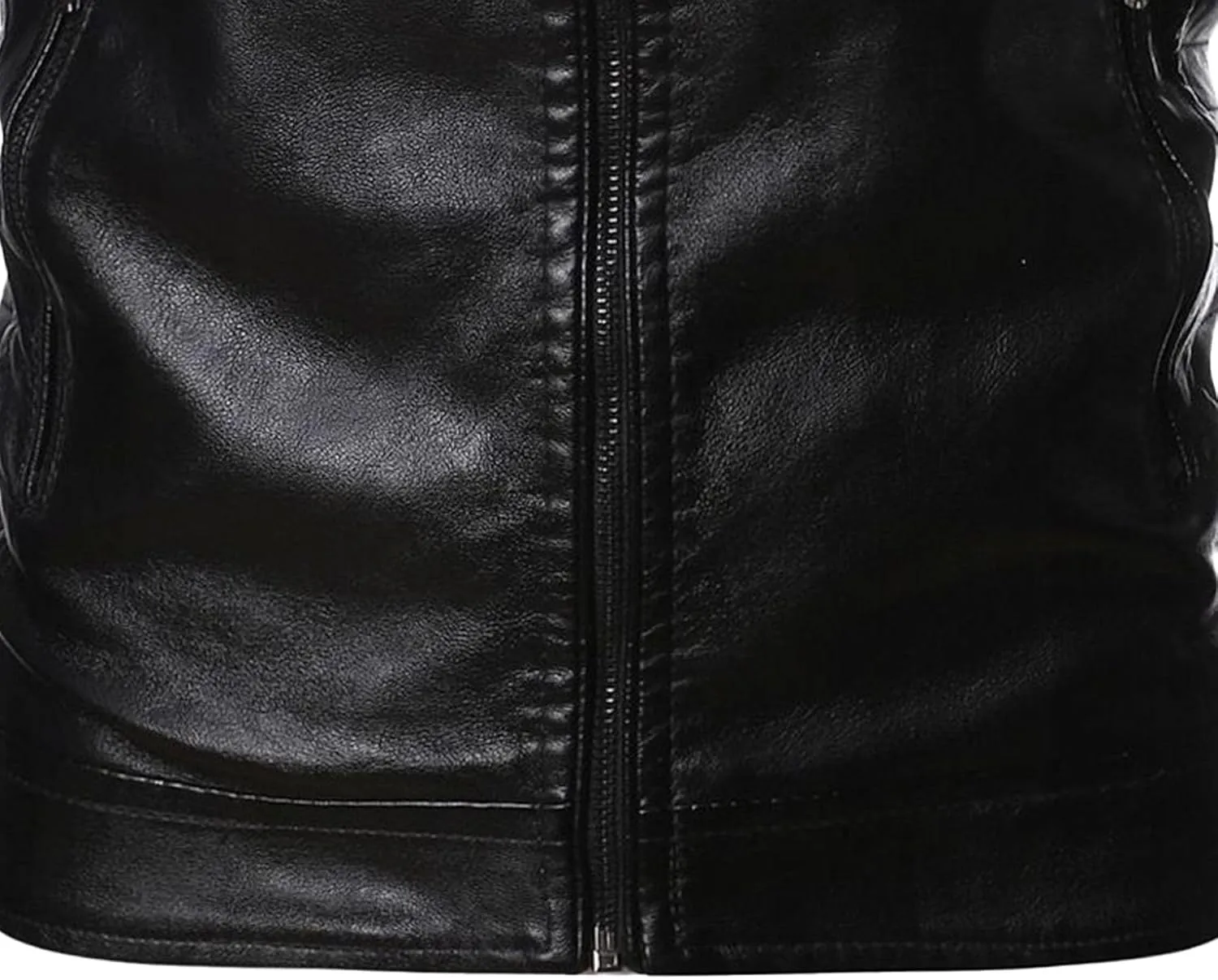 Men's Faux Zip-Up Slim Armor Leather Jacket Stand Collar PU Motorcycle Biker Outerwear Long Sleeve Coat Jackets