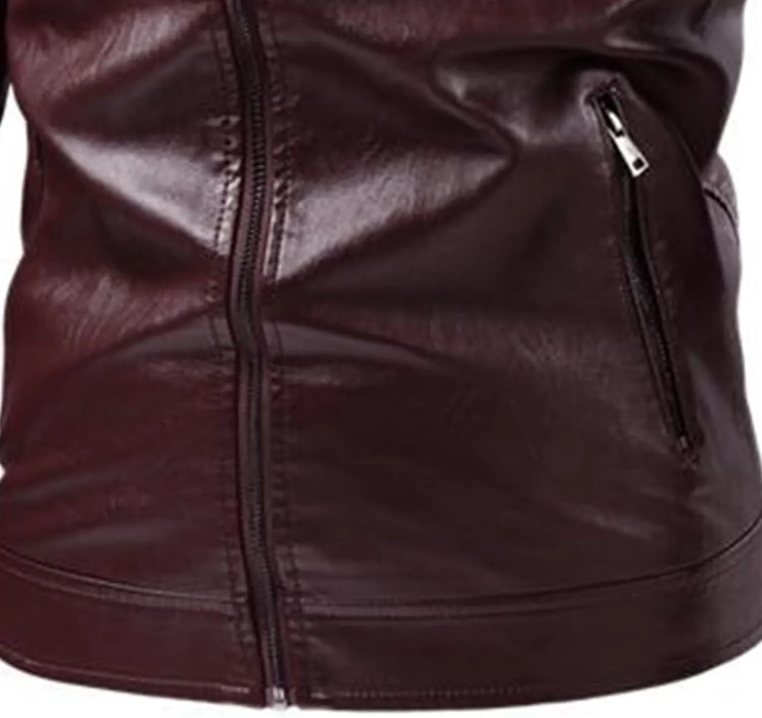 Men's Faux Zip-Up Slim Armor Leather Jacket Stand Collar PU Motorcycle Biker Outerwear Long Sleeve Coat Jackets