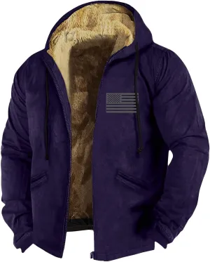 Mens Fuzzy Sherpa Jacket Long Sleeve Fleece Zip Up Coat Faux Fur Over Outerwear Windproof Casual Hoodies Plus Size