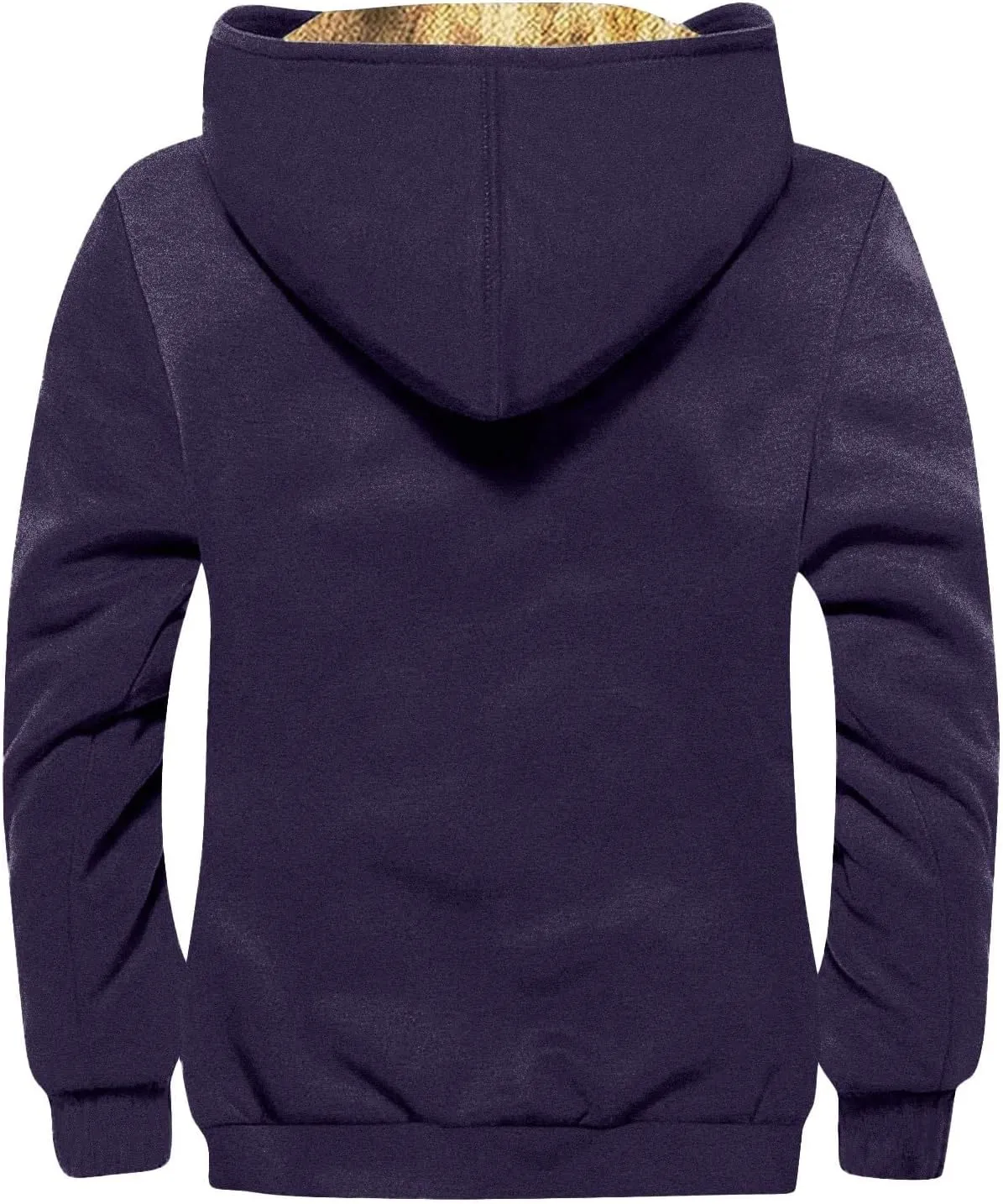 Mens Fuzzy Sherpa Jacket Long Sleeve Fleece Zip Up Coat Faux Fur Over Outerwear Windproof Casual Hoodies Plus Size