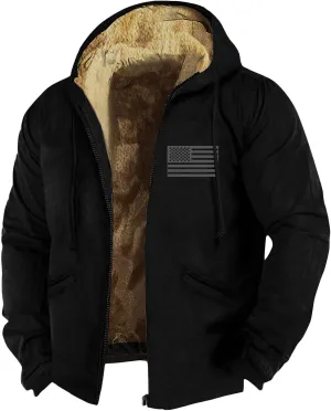 Mens Fuzzy Sherpa Jacket Long Sleeve Fleece Zip Up Coat Faux Tactical Jackets Windproof Varsity Coat Plus Size