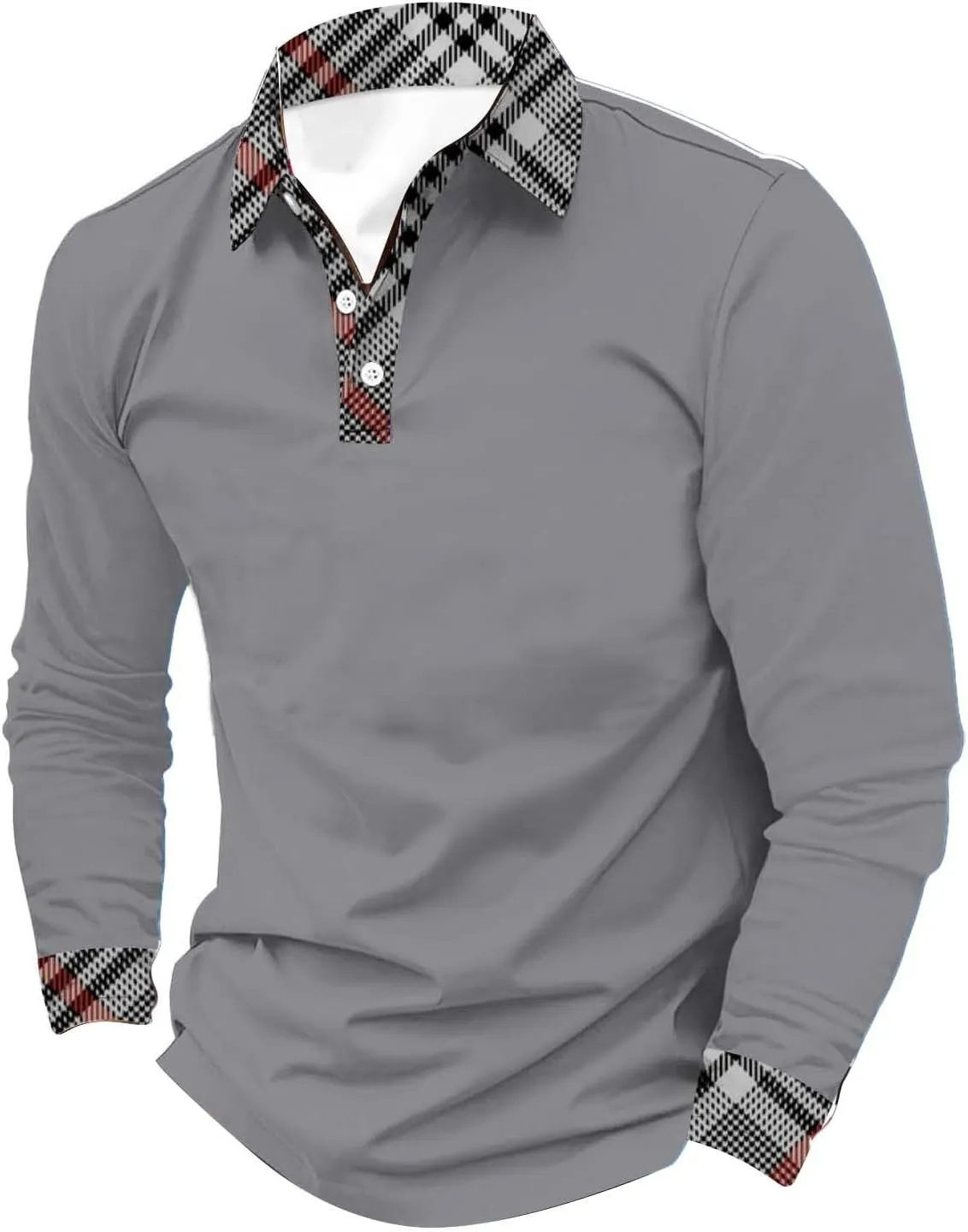Men's Knit Lapel Collar Shirts Casual Printted Patchwork Long Sleeve Classic Shirts Outdoor Button Down Golf Shirts