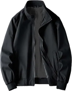 Men's Lightweight Bomber Jacket Men's Handsome Pilot Zip Fx Standing Jacket Outdoor Fashion Coat for Men Men's