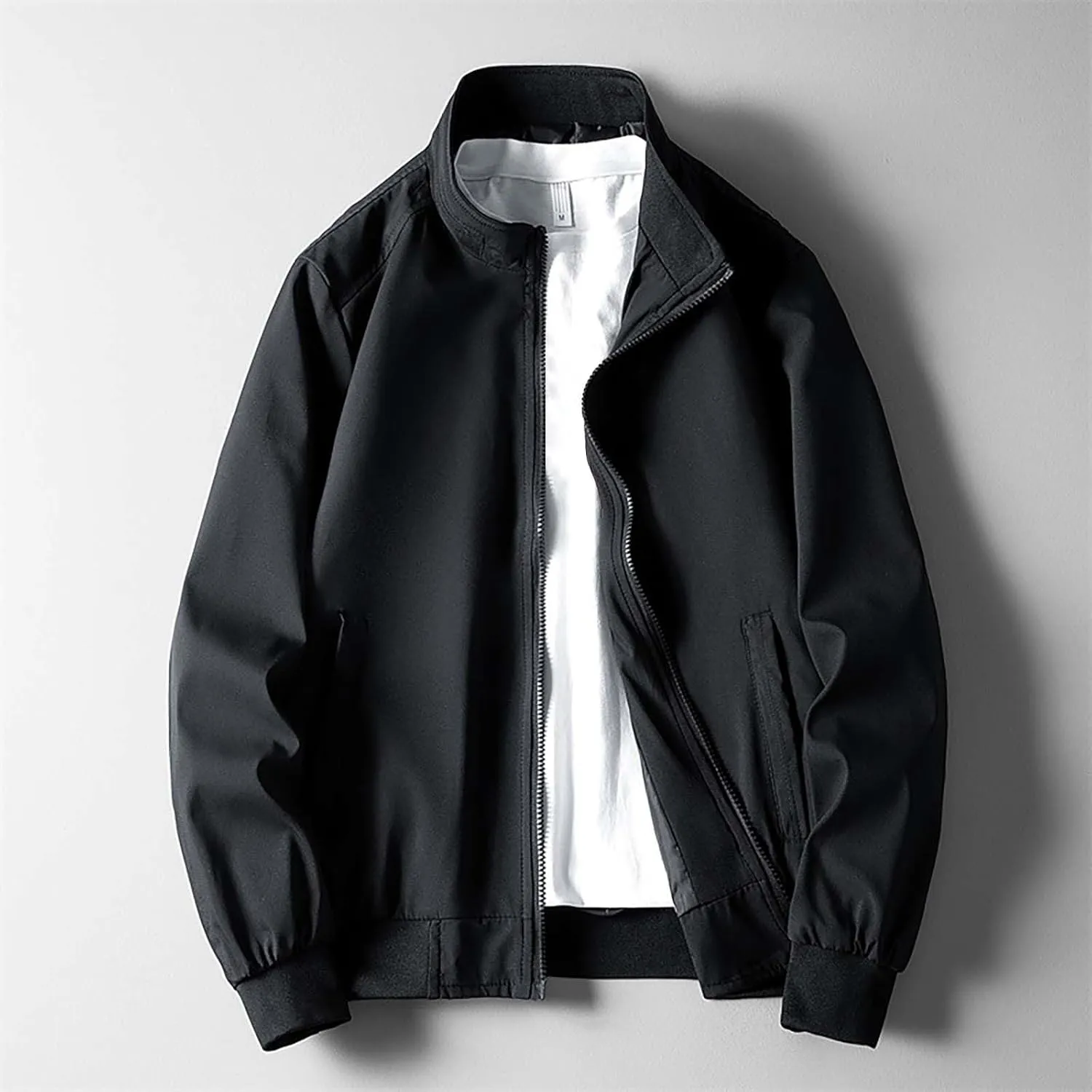 Men's Lightweight Bomber Jacket Men's Handsome Pilot Zip Fx Standing Jacket Outdoor Fashion Coat for Men Men's