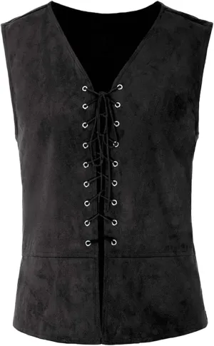 Men's Medieval Renaissance Waistcoat Gothic Vest Sleeveless Lace-up Vest Waistcoat Steampunk Tank Top Vintage