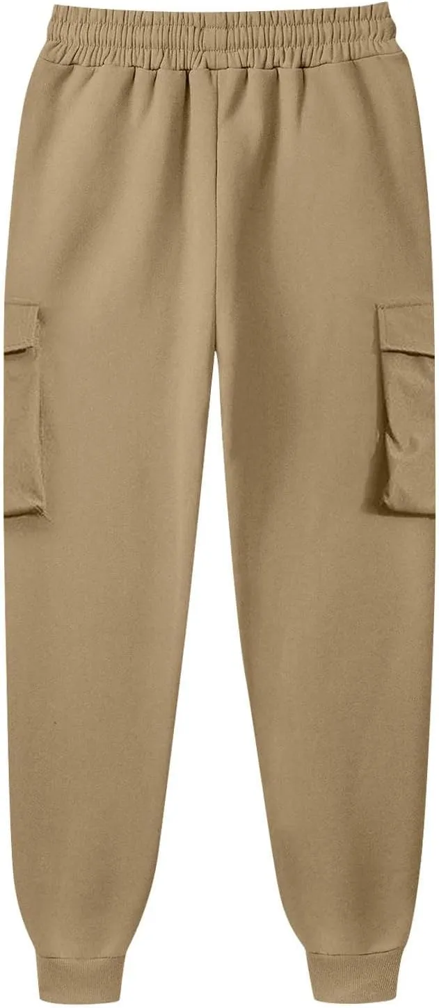 Mens Outdoor Hiking Cargo Pants Leisure Loose Sports Running Solid Color Lace Up Cargo Pants Men's Cargo Tactical