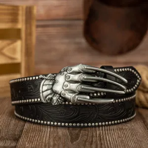 Men's Phoenix Tail Embossed Belt with Mechanical Glove Clasp