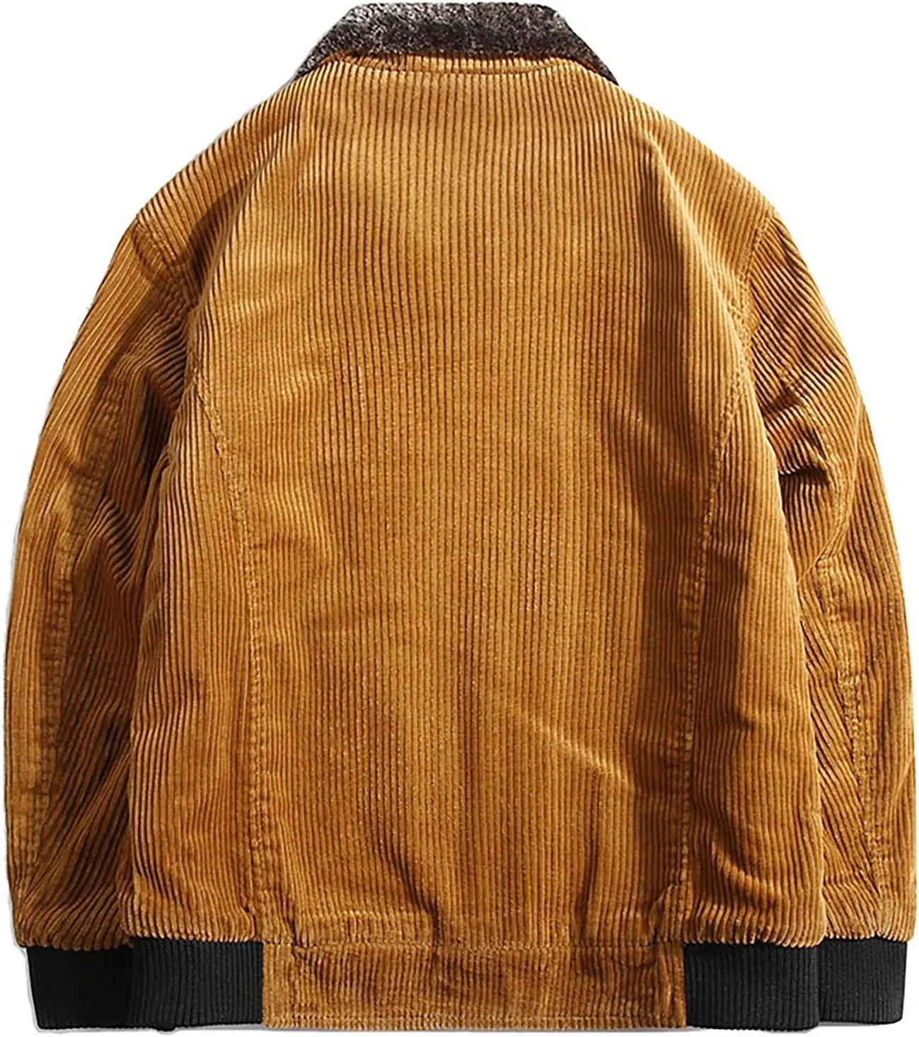 Men's Retro Sherpa Fleece Lined Corduroy Trucker Jackets Lapel Full Zip Faux Fur Neck Thickened Winter Thermal Coats