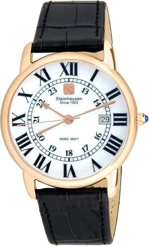 Men's S0722 Classic Delémont Swiss Quartz Stainless Steel Watch with Black Leather Band