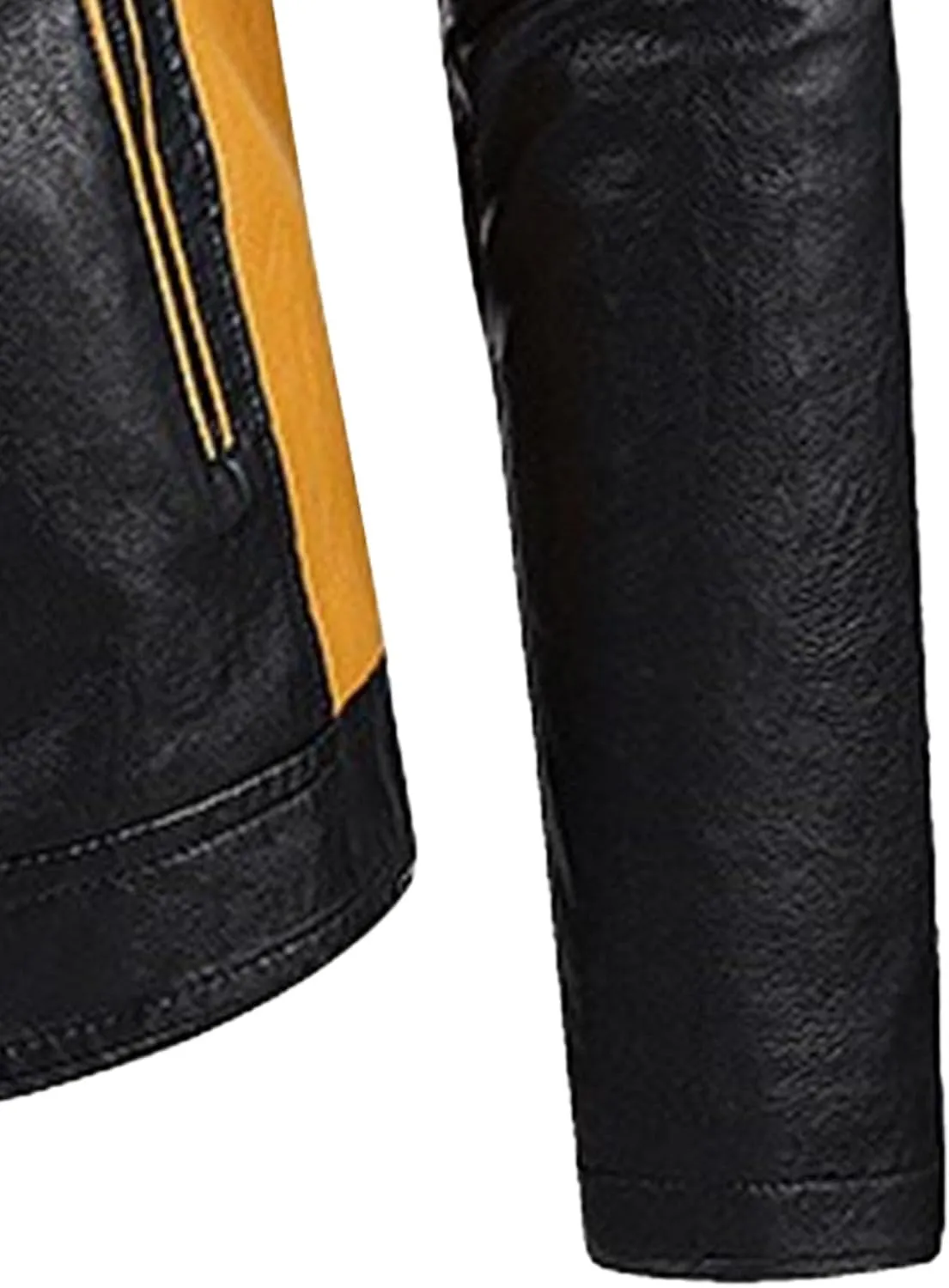 Men's Stand Collar PU Motorcycle Jacket Biker Riding Long Sleeve Coat Jackets Faux Zip-Up Slim Armor Leather Outerwear