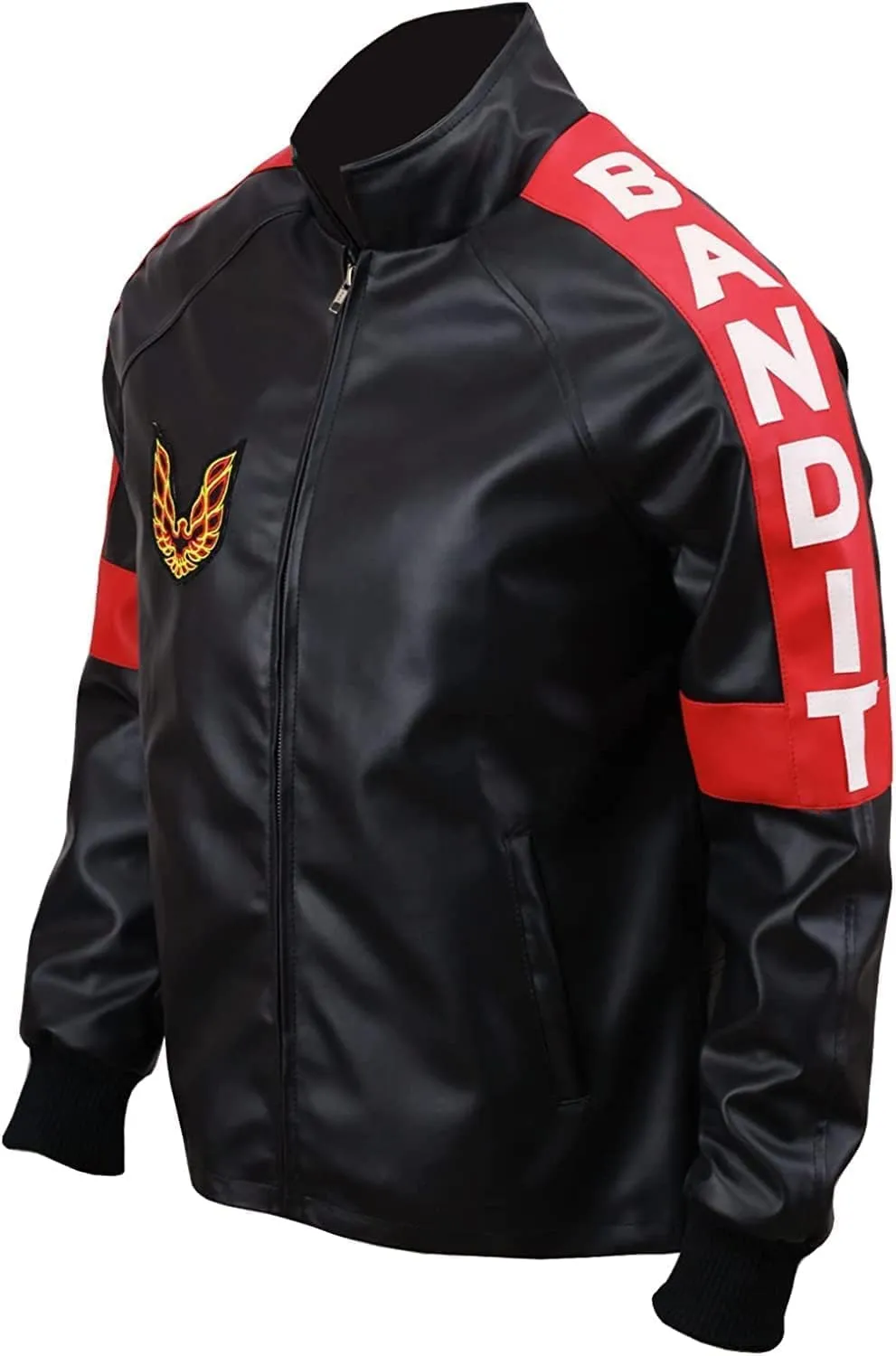 Mens Top Grain Faux Leather Biker Burt Reynolds Smokey And The Bandit Out Jacket, Red 2XS-4XL