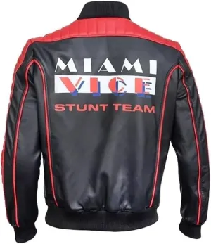 Mens Top Grain Faux Leather Miami The Vice Mens Stunt Ryan Team Gosling Fall Costume Guy Black Leather Jacket 2XS-4XL