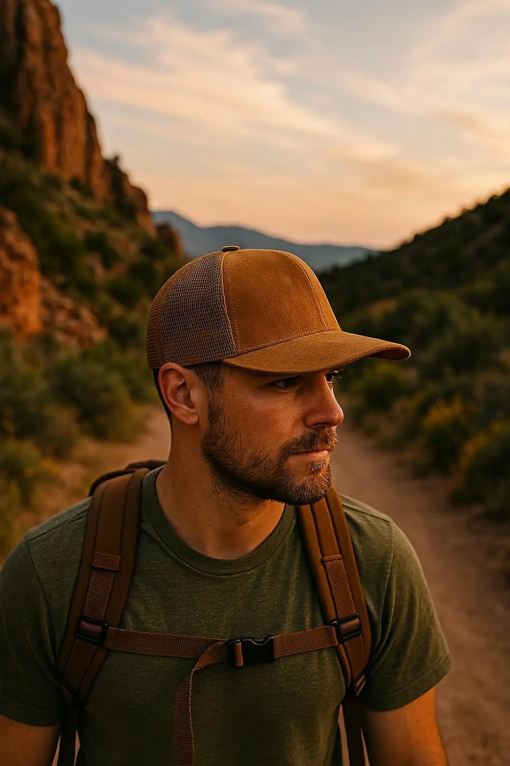 Men's Trucker Hat - Suede Snapback 5-Panel Cap, Mesh Back, Stylish Baseball Cap for Casual Wear, Outdoor & Everyday Fashion