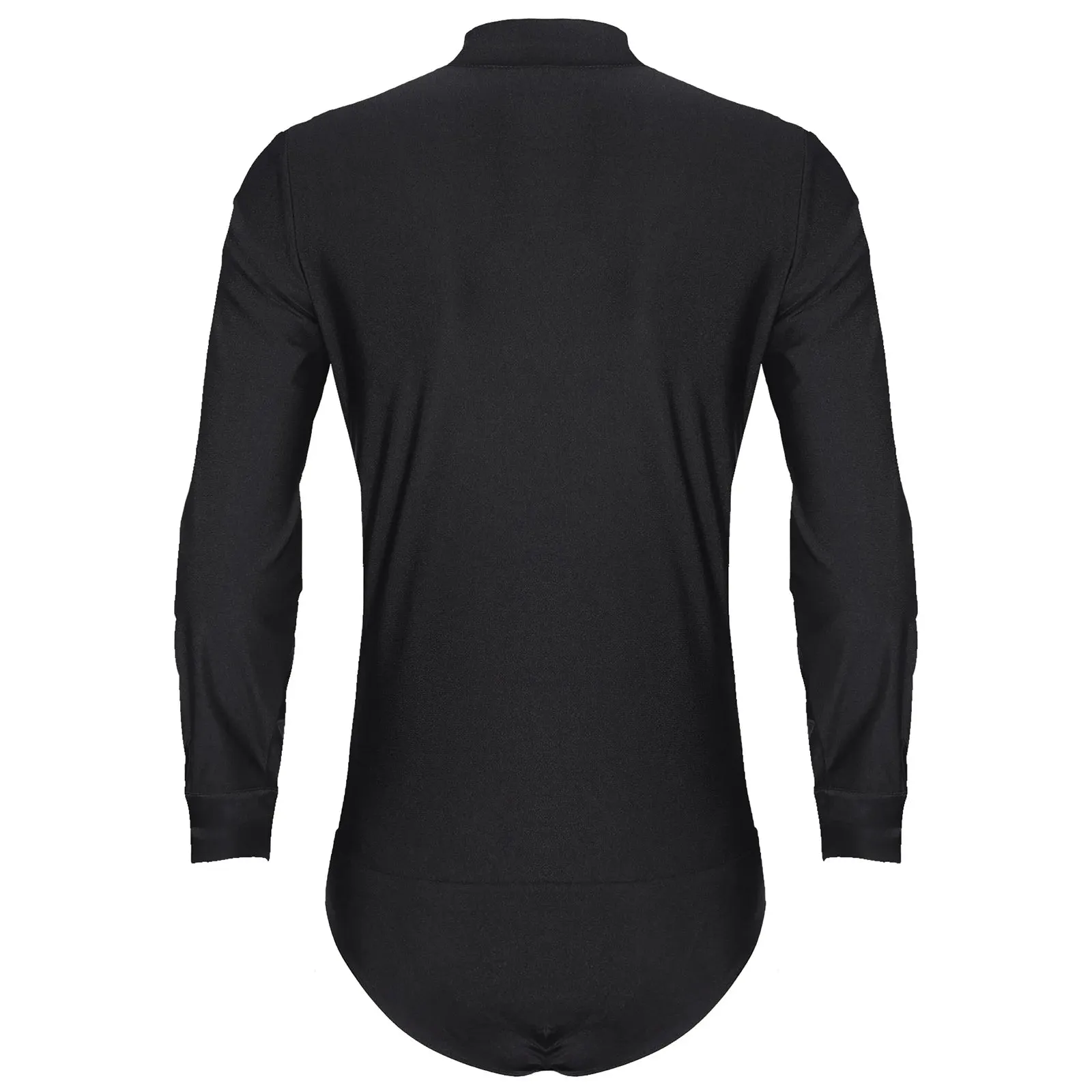Men's V-Neck Dance Leotard Shirt Bodysuit Glitter Rhinestones Gymnastics Skating Ballroom Chacha Costume