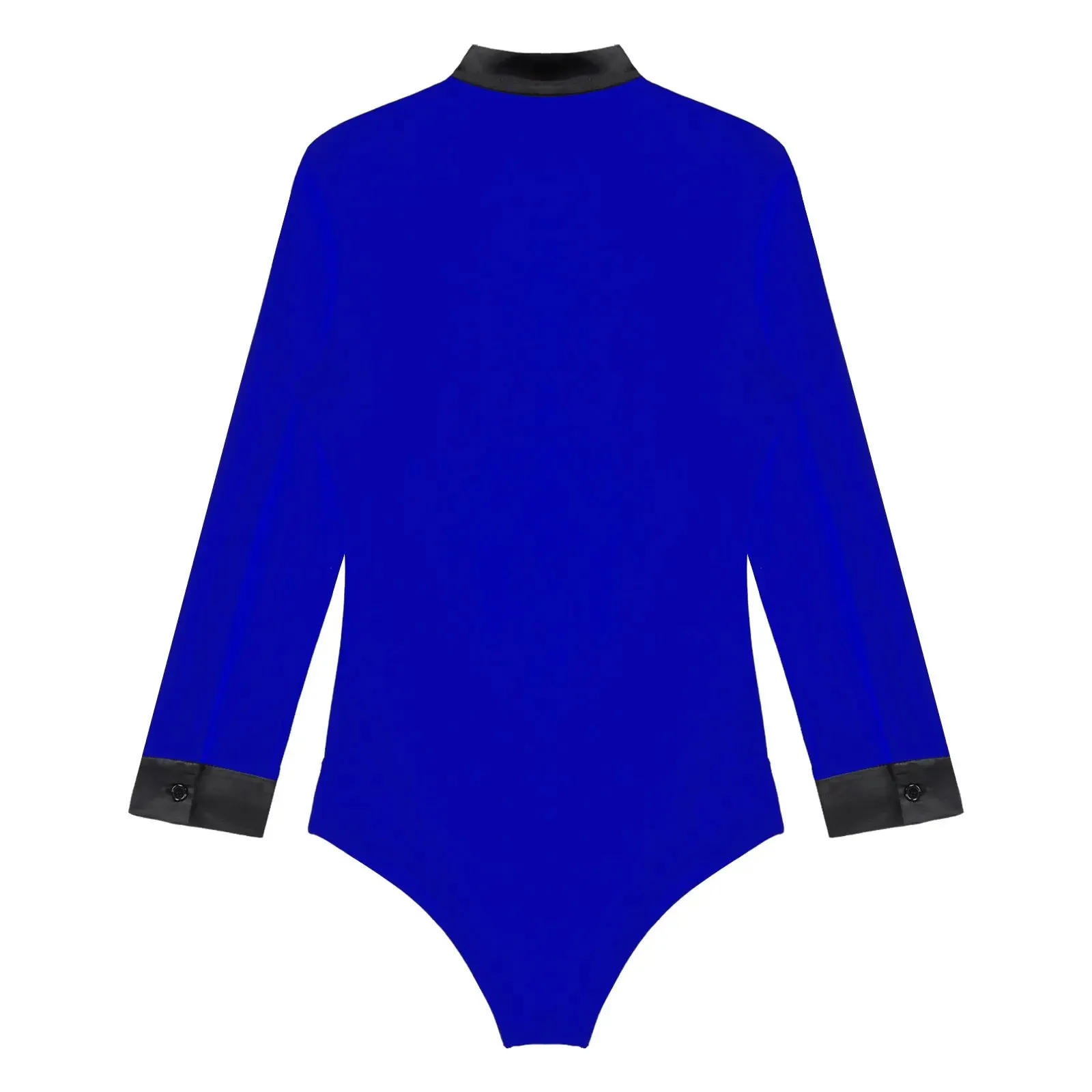 Men's V-Neck Dance Leotard Shirt Bodysuit Glitter Rhinestones Gymnastics Skating Ballroom Chacha Costume