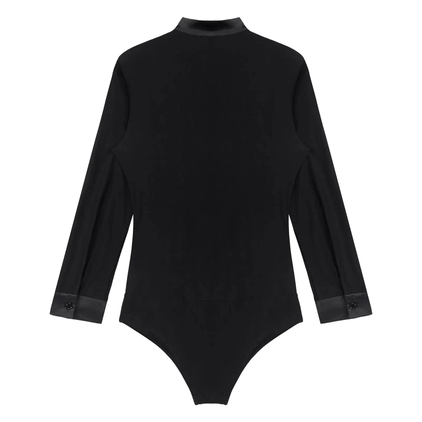 Men's V-Neck Dance Leotard Shirt Bodysuit Glitter Rhinestones Gymnastics Skating Ballroom Chacha Costume