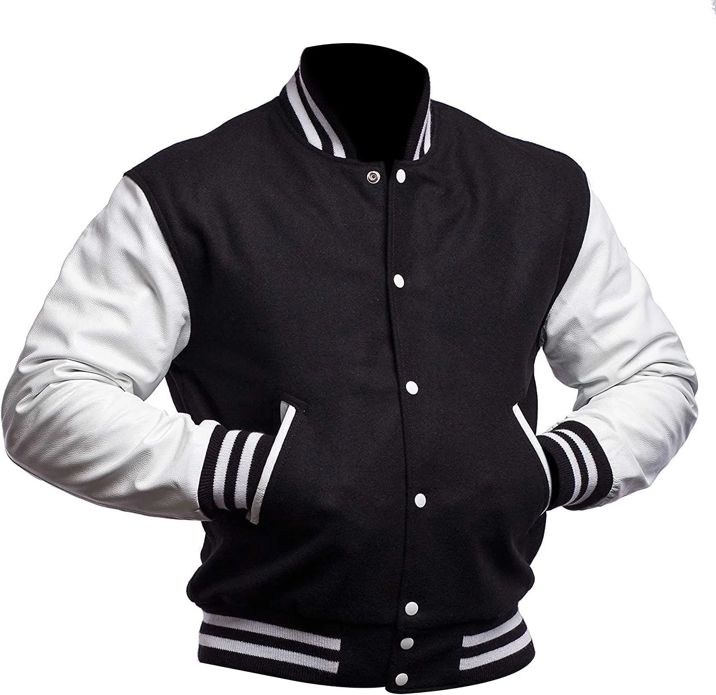 Mens Varsity Letterman Baseball Bomber Jacket | Casual Fashion Wool & Faux Leather College/High School Jackets