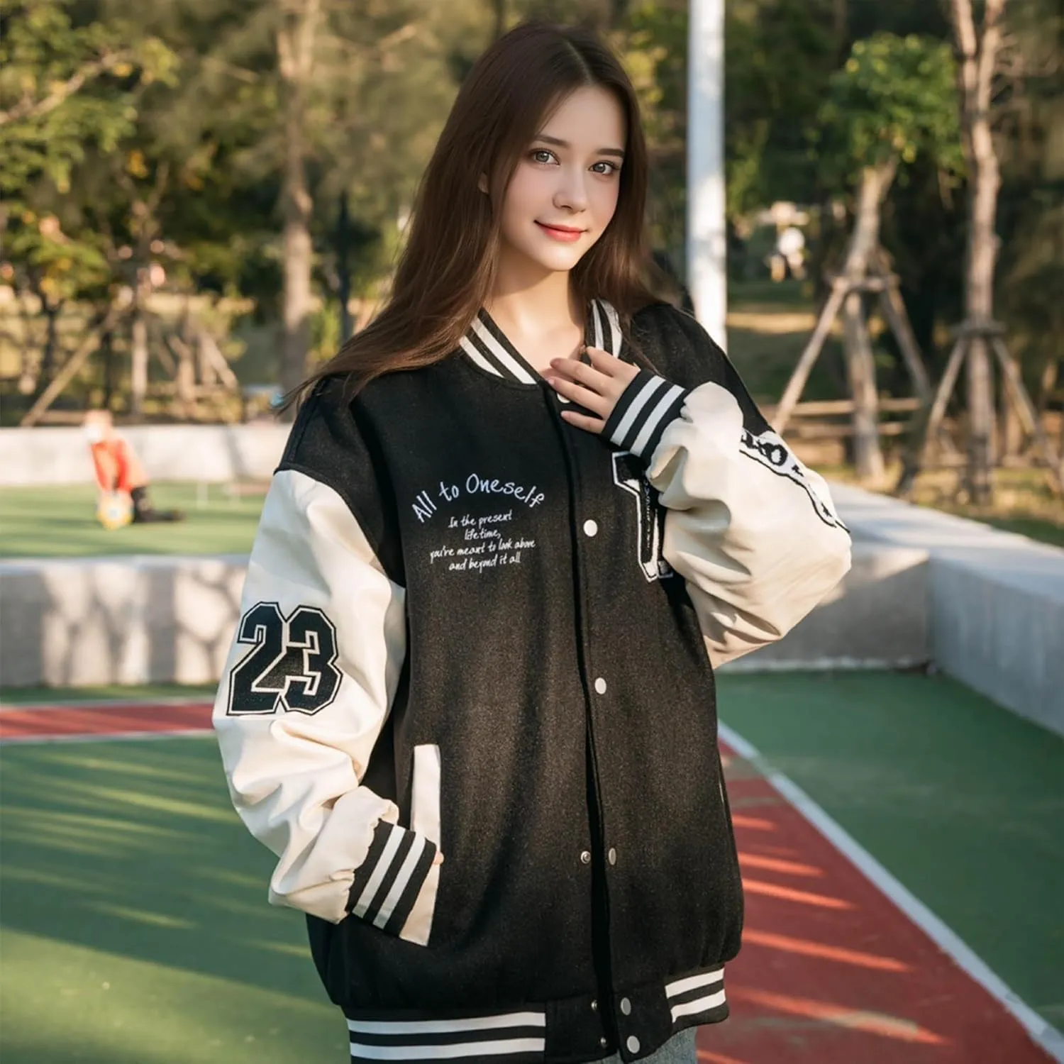 Mens Varsity Letterman Jackets: Vintage Streetwear Baseball Bomber Jacket for Men Women Casual Leather Sleeves Coat