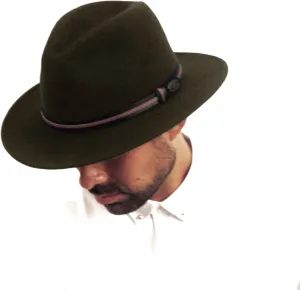 Men's Wool Felt Outback Fedora with Grosgrain or Faux Leather Band