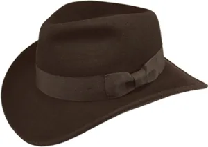 Men's Wool Felt Outback Fedora with Grosgrain or Faux Leather Band