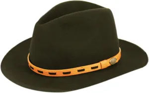 Men's Wool Felt Outback Fedora with Grosgrain or Faux Leather Band