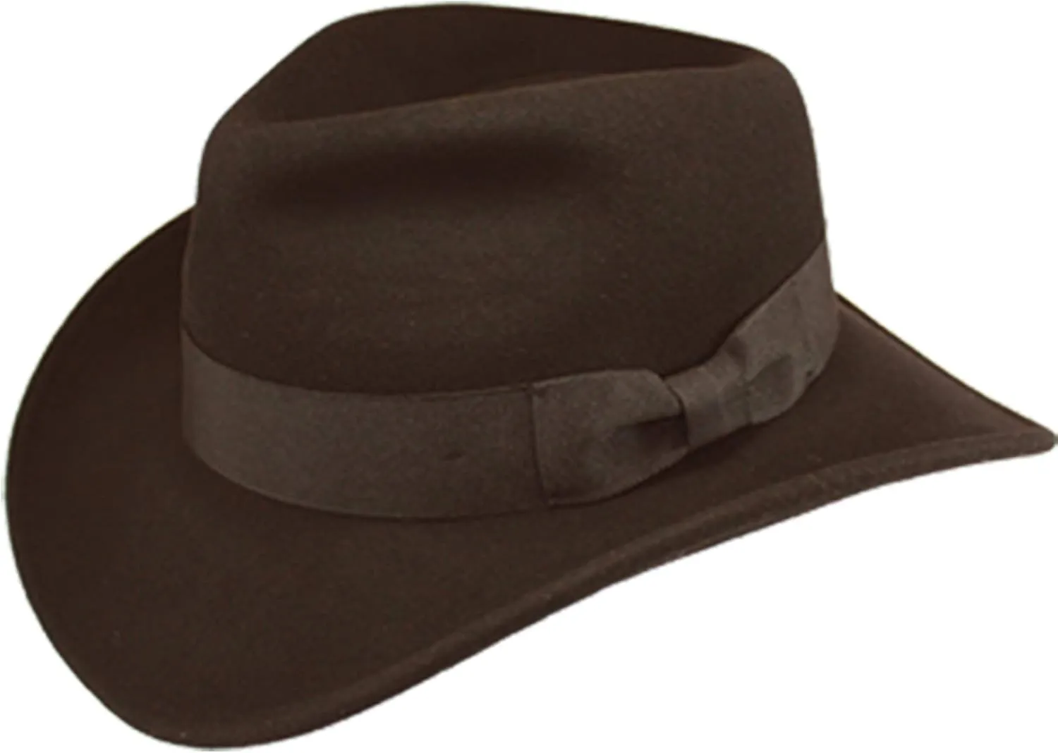 Men's Wool Felt Outback Fedora with Grosgrain or Faux Leather Band